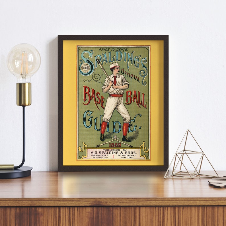 Antique Baseball Poster • Vintage Spalding's Baseball Guide Print • 3 Sizes! 8X10 9X12 & 12X16 • Retro Baseball Wall Art image 1