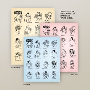 Boobs Breast Types Chart • Fun Vintage Bathroom Print • 4 Sizes