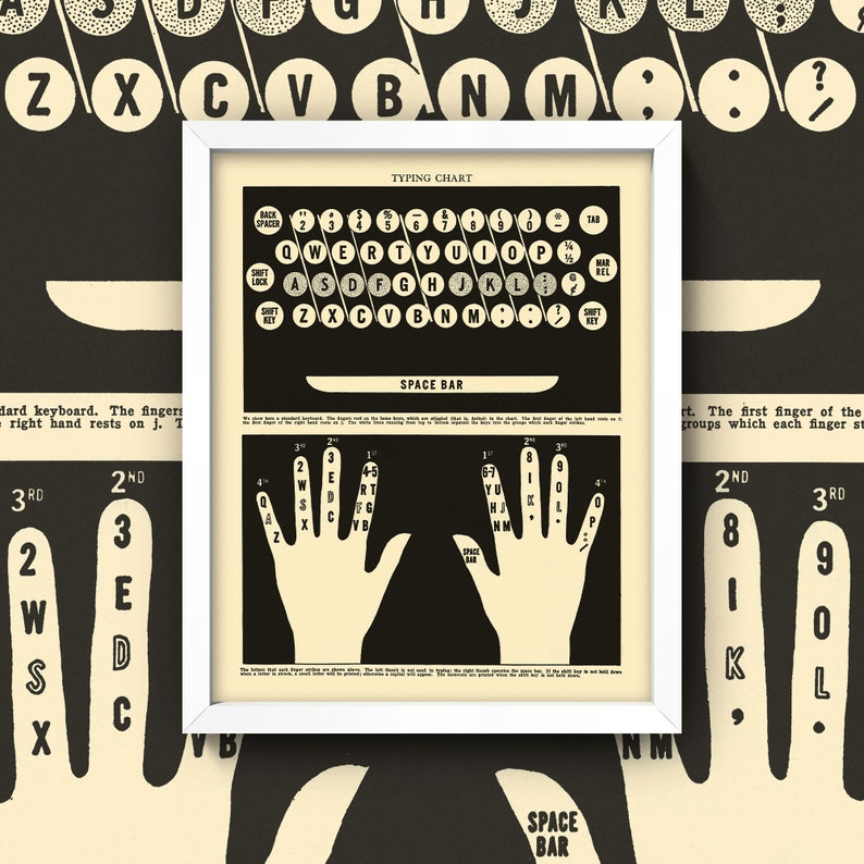 Typing Chart Typewriter Print / Wall Art Vintage Etsy