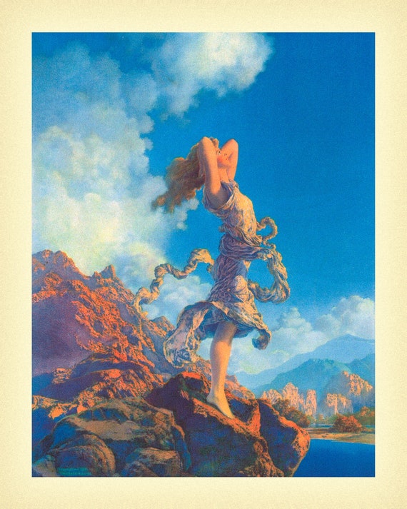 Cloud Gazing Print Set • Vintage Art Nouveau Wall Art • Set of 2