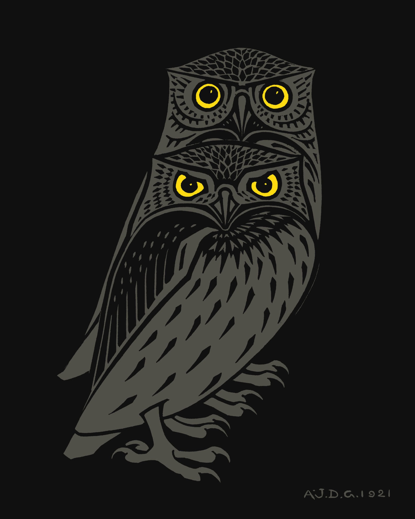 Owl Woodcut Print Vintage Owl Wall Art 2 Sizes A Etsy