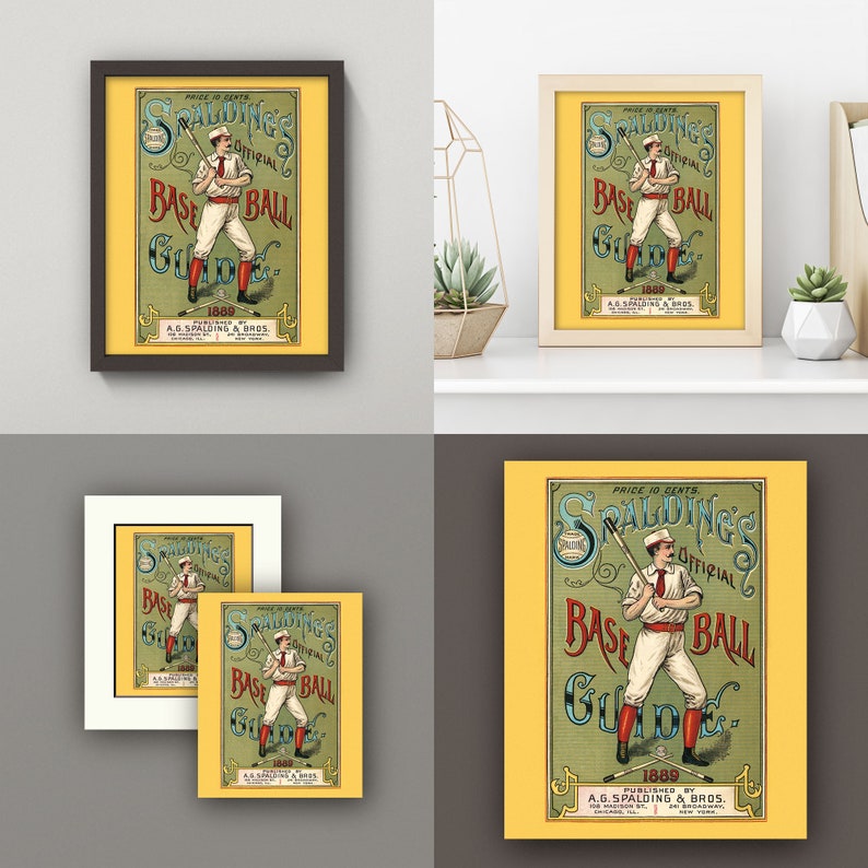 Antique Baseball Poster • Vintage Spalding's Baseball Guide Print • 3 Sizes! 8X10 9X12 & 12X16 • Retro Baseball Wall Art image 5