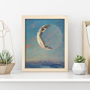 Art Nouveau Nude Moon Painting • 3 Sizes! • Vintage Moon Print