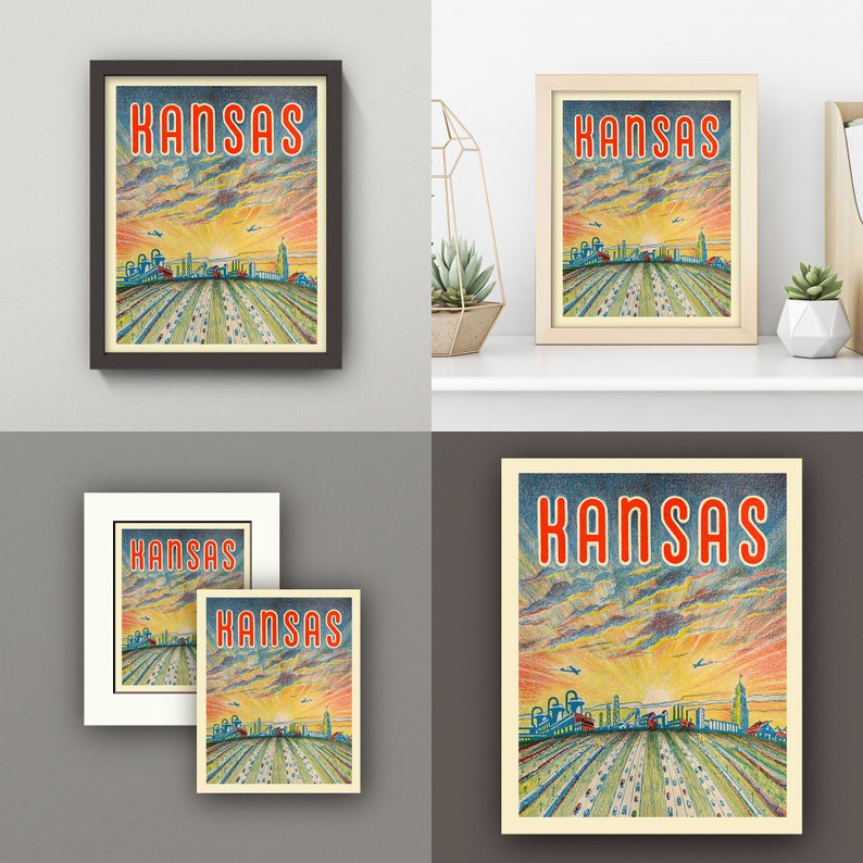 Vintage Kansas Print Kansas Poster Kansas Wall Art 4 Etsy