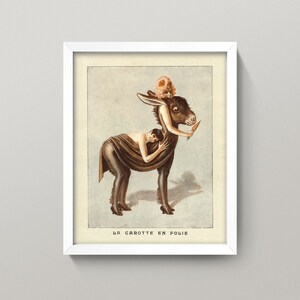 Two-women Donkey Costume Print • Vintage French Wall Art • 2 Sizes