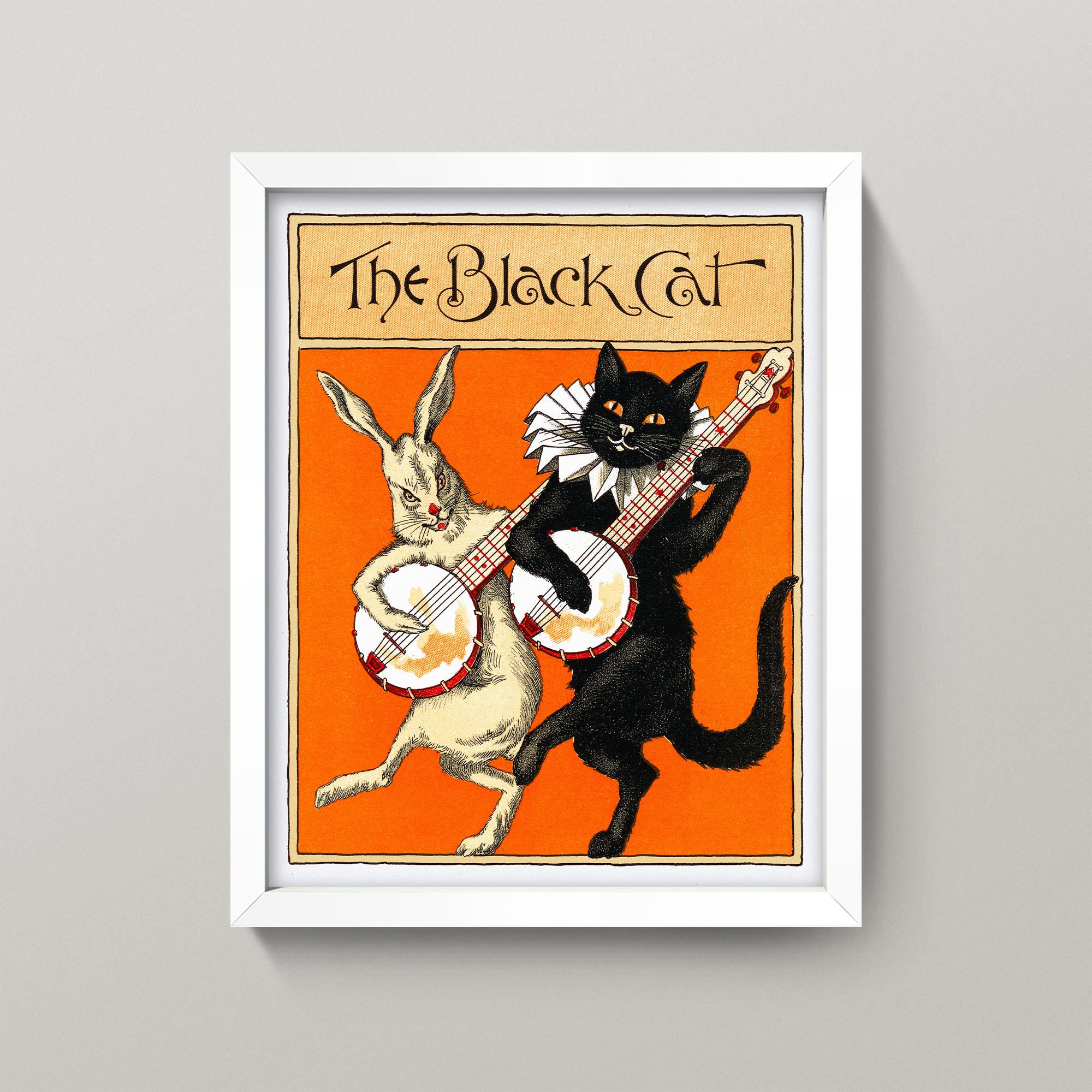 Black Cat Wall Art - Vintage Sheet Music • 2 Sizes! 8X10 & 11X14