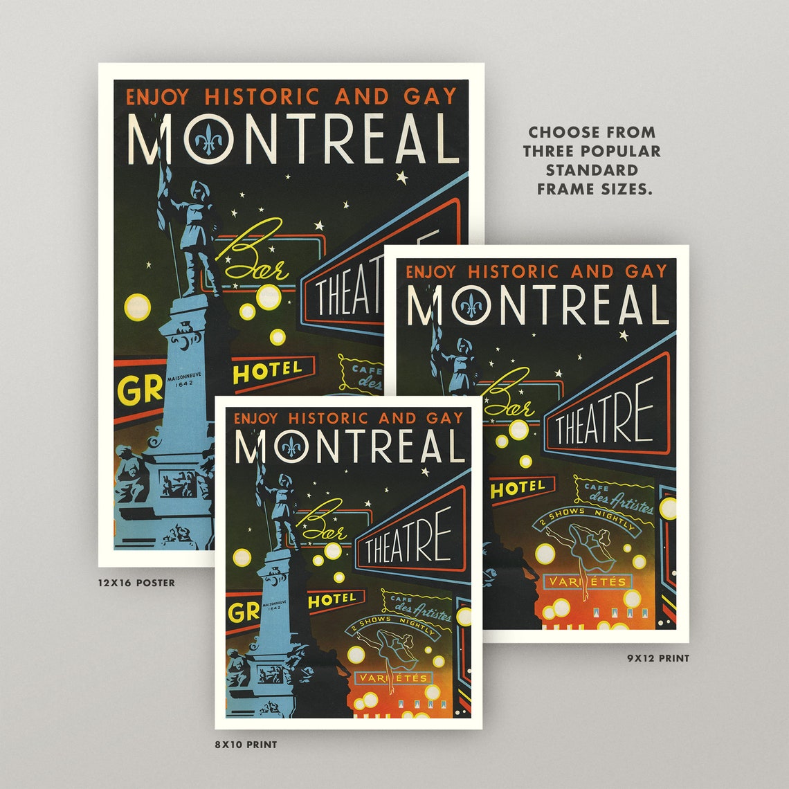 Vintage Montreal Travel Poster Print 4 Sizes Retro Etsy