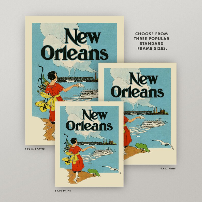 Vintage New Orleans Print New Orleans Travel Poster Etsy