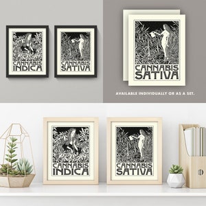 Indica and Sativa Prints • 5 Sizes • Cannabis Poster • Marijuana Prints ...