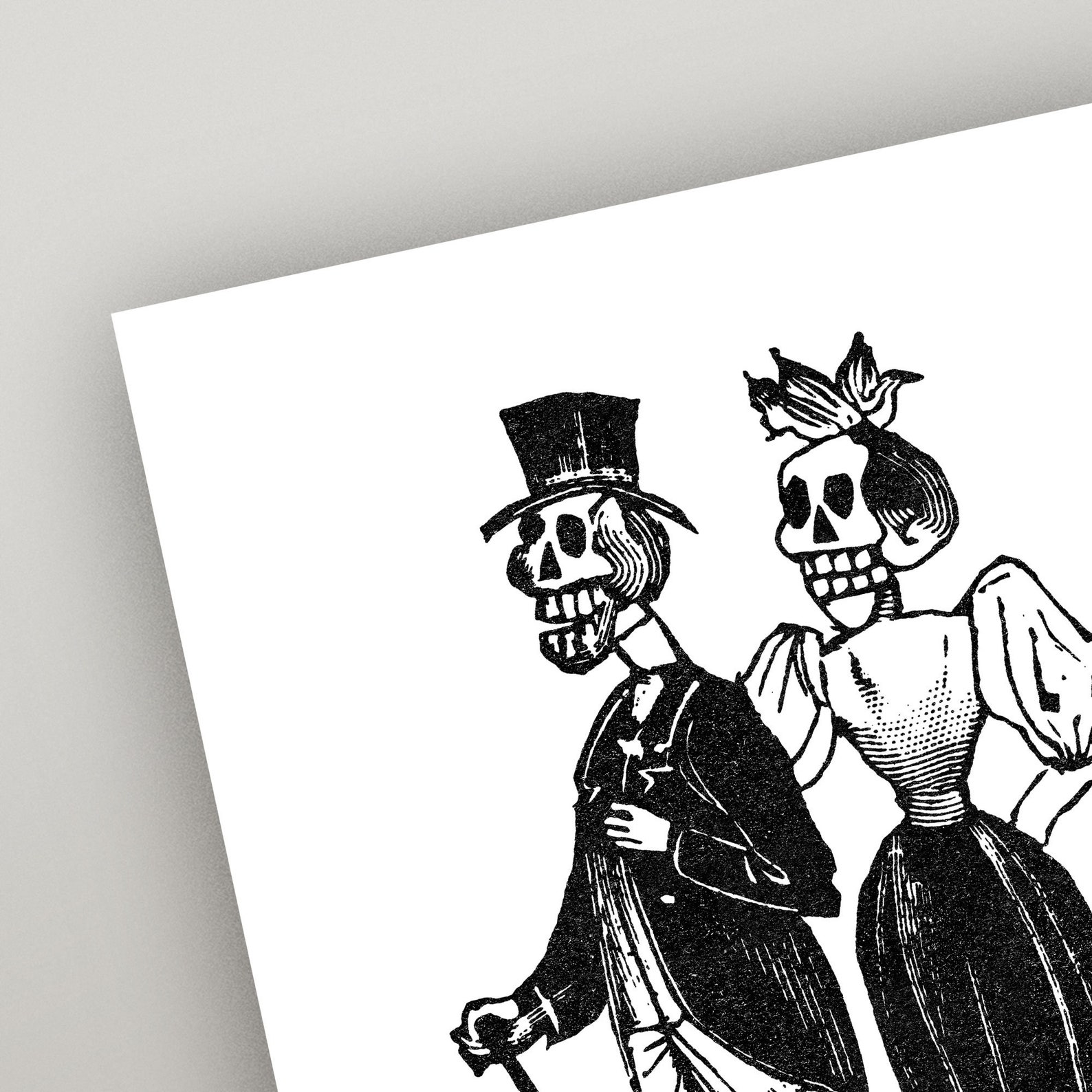 Skeleton Print Set • Proposing and Marriage Diptych • Set of 2 Prints ...
