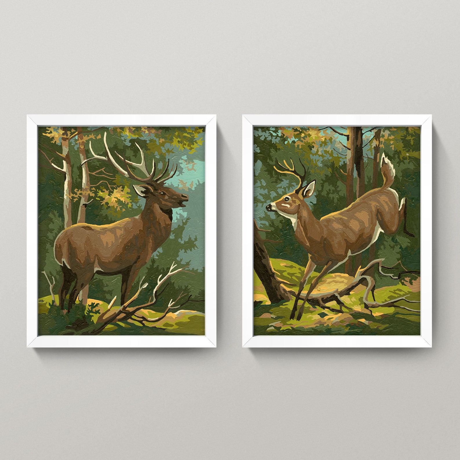 Vintage Paintbynumbers Deer Painting Set 3 Sizes Deer Etsy