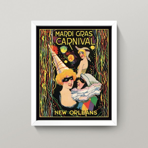 Vintage Mardi Gras Print • Mardi Gras Poster • Mardi Gras Wall Art • 4 Sizes! • New Orleans Print • Vintage New Orleans