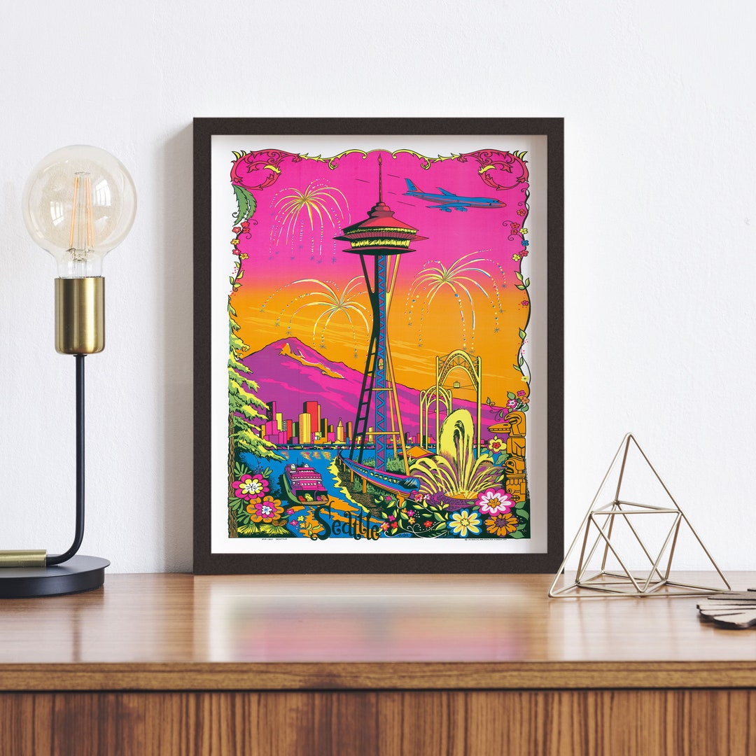 Retro Mod Print 1960s 1970s Seattle Needle Space Needle Seattle 5 Psychedelic Groovy Sizes Poster Seattle Vintage Wall Space - Etsy Art