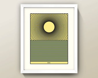 Sun Print Sol Wall Art • 8x10 Wall Art • High Quality Giclée Print • Sun / Tarot / Op Art