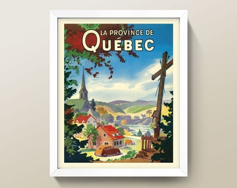 Quebec Poster • Vintage Quebec Print • Quebec Wall Art • Quebec Travel Poster • 3 Sizes • Antique Canada Poster Vintage Canadian