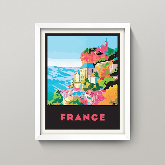 Vintage France Print • France Poster • France Print • France Travel Poster • 3 Sizes: 8X10, 9X12, 12X16 • France Wall Art
