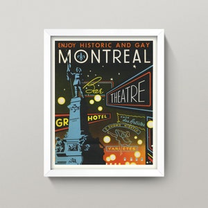 Vintage Montreal Travel Poster Print • 4 Sizes! • Retro Montreal Canada Print • Quebec City Maisonneuve Monument