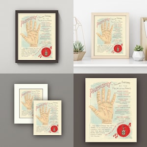 Palmistry Print Vintage Palmistry Fortune Telling Wall Art 4 Sizes ...