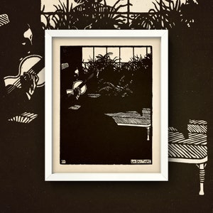 Guitar Woodcut Print • Antique French Guitare Art • 3 Sizes! • Vintage Black & White • Classical Guitar • Acoustic Guitar Musician