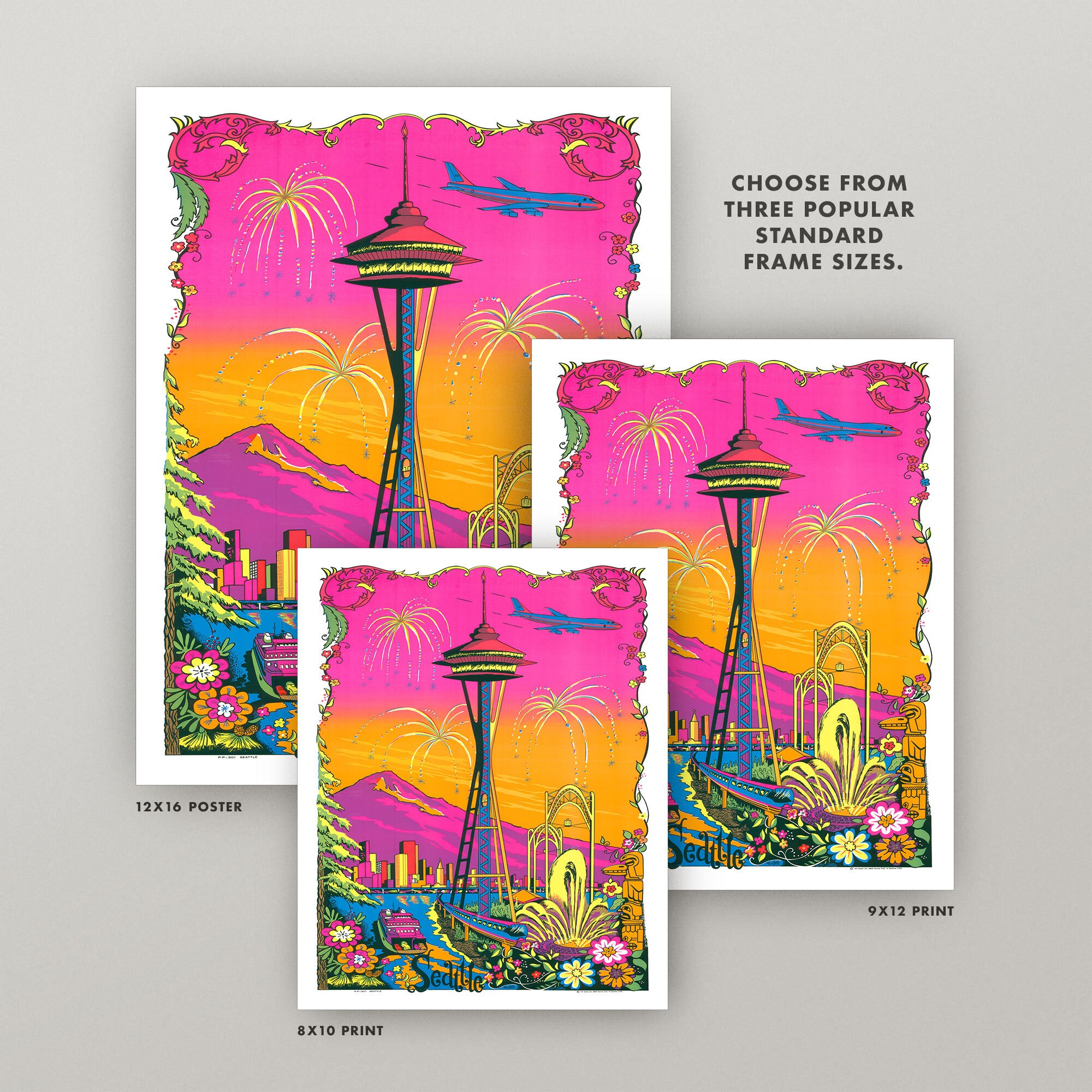 Seattle Space Needle Poster Vintage Psychedelic Seattle Print 5 Sizes Retro  Mod Groovy 1960s 1970s Seattle Space Needle Wall Art - Etsy