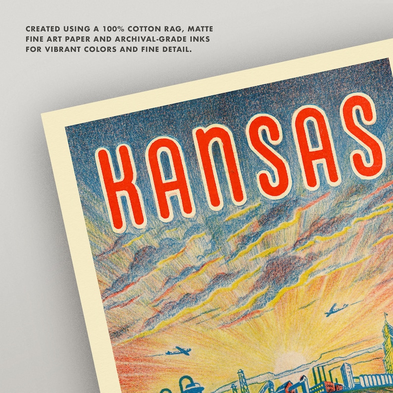 Vintage Kansas Print Kansas Poster Kansas Wall Art 4 Etsy