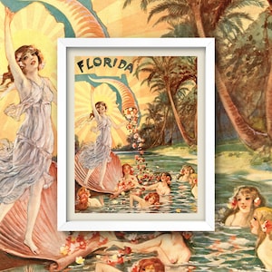 Vintage Florida Print • Antique Florida Wall Art • 4 Sizes! • Art Nouveau • Vintage Florida Travel Poster Print