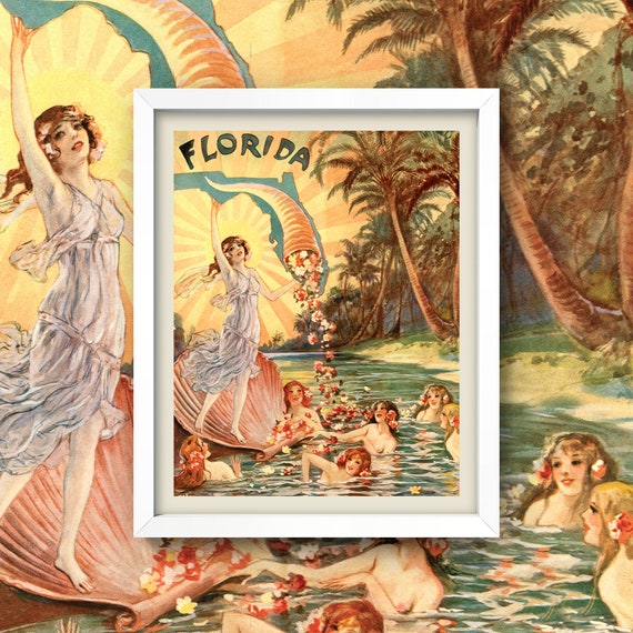 Vintage Florida Print Antique Florida Wall Art 8X10 print | Etsy