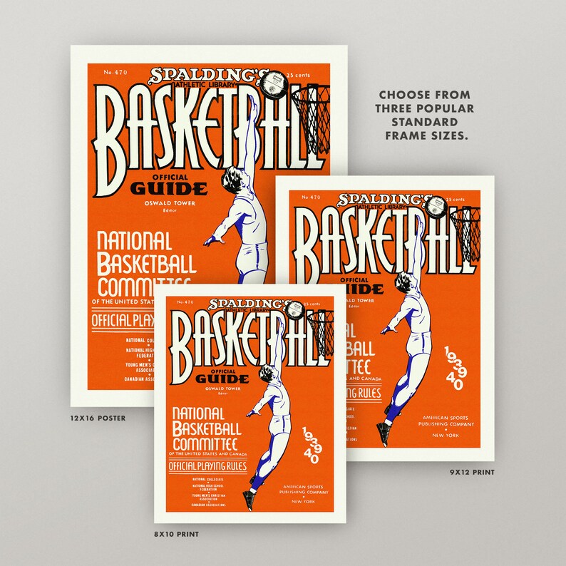 Basketball Poster • Vintage Basketball Print • 3 Sizes! • Spalding ...