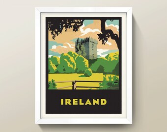 Ireland Print • Ireland Poster • Vintage Ireland Print • Vintage Travel Poster • 3 Sizes: 8X10, 9X12, 12X16 • Irish Green