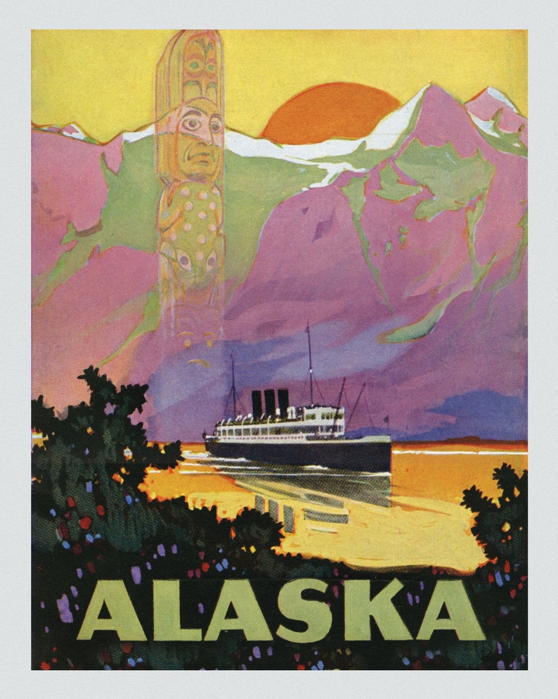 Vintage Alaska Travel Poster Alaska Print Alaska Wall Art - Etsy