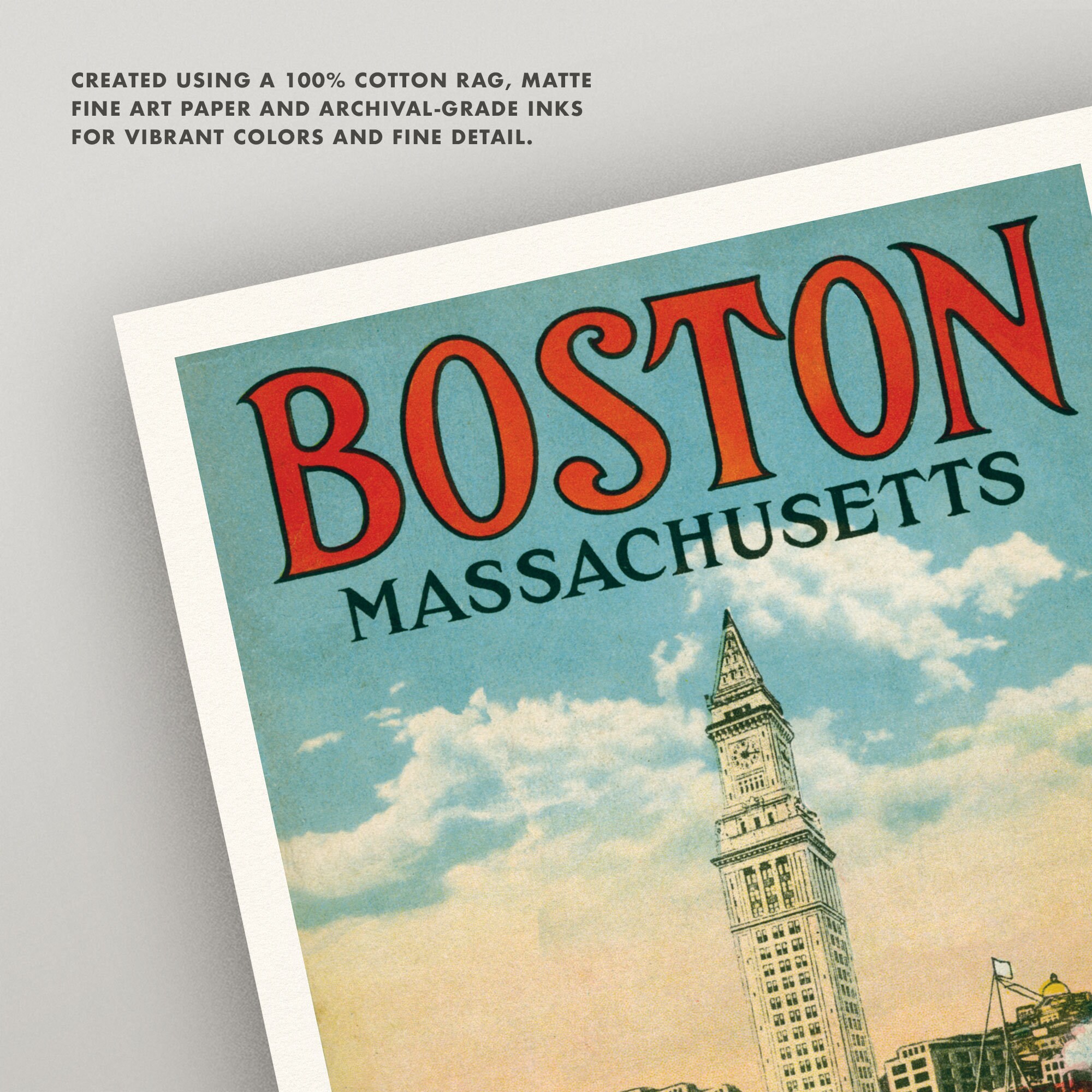 Vintage Boston Travel Poster Antique Boston Print 5 Sizes Etsy