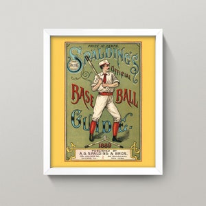 Antique Baseball Poster • Vintage Spalding's Baseball Guide Print • 3 Sizes! 8X10 9X12 & 12X16 • Retro Baseball Wall Art image 6