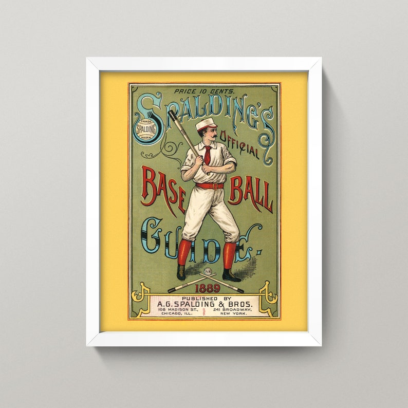 Antique Baseball Poster • Vintage Spalding's Baseball Guide Print • 3 Sizes! 8X10 9X12 & 12X16 • Retro Baseball Wall Art image 6