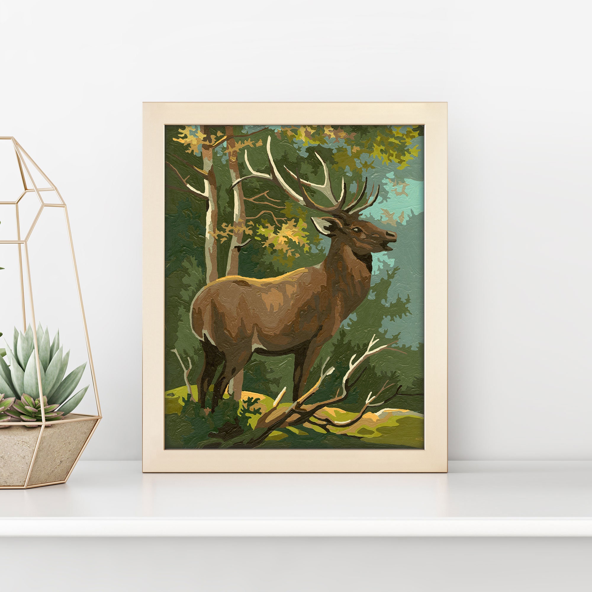 Vintage PaintByNumbers Deer Painting Set 3 Sizes Deer Etsy