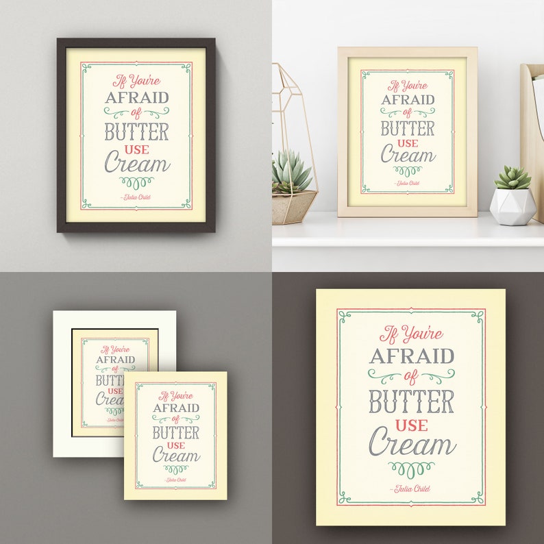 Julia Child butter Quote 8x10 Kitchen Wall Art Print Etsy