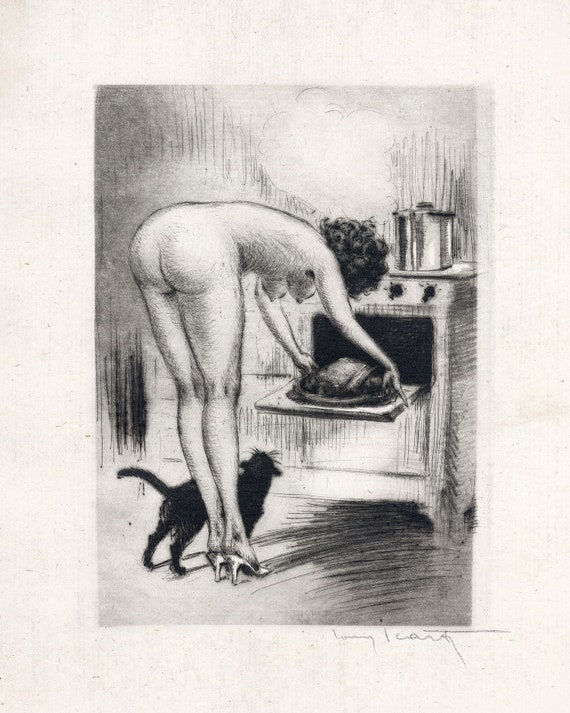 Best Vintage Nudist - Nude in the Kitchen Print Vintage Kitchen Erotica 3 Sizes - Etsy