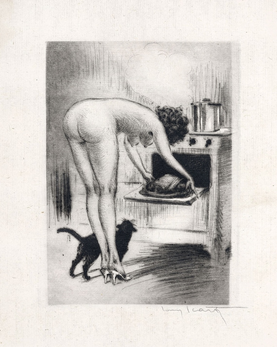 570px x 713px - Nude in the Kitchen Print Vintage Kitchen Erotica 3 Sizes - Etsy