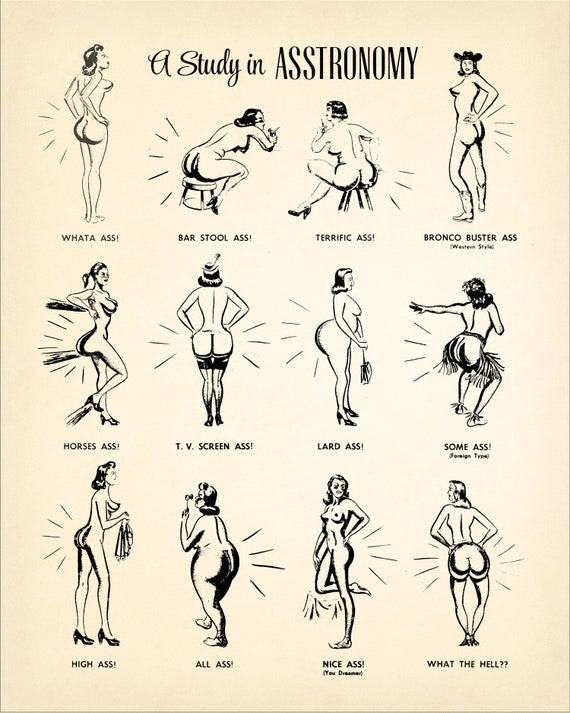 A Study in Ass-tronomy Butt Shapes Print Vintage Ass Diagram Fun Retro  Bathroom Wall Art Booty Bum Buttocks Derriere Fanny Tush -  Canada