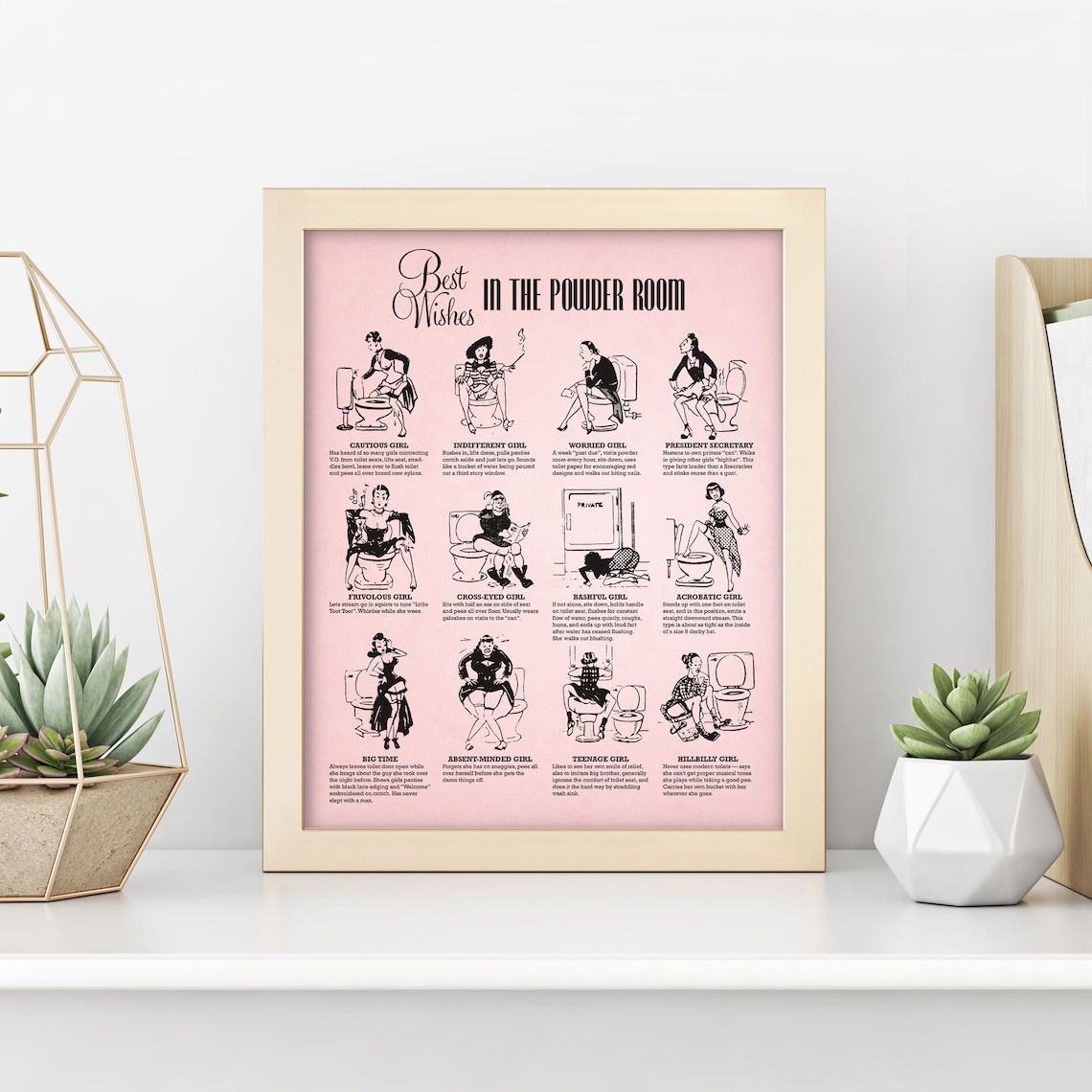 Powder Room Print Retro Bathroom Wall Art 3 Sizes | Etsy