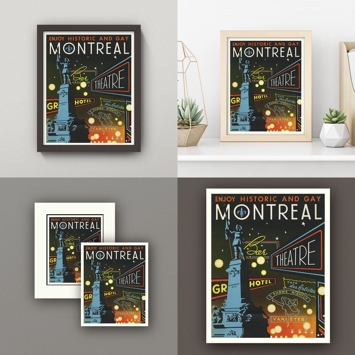 Vintage Montreal Travel Poster Print 4 Sizes Retro Etsy