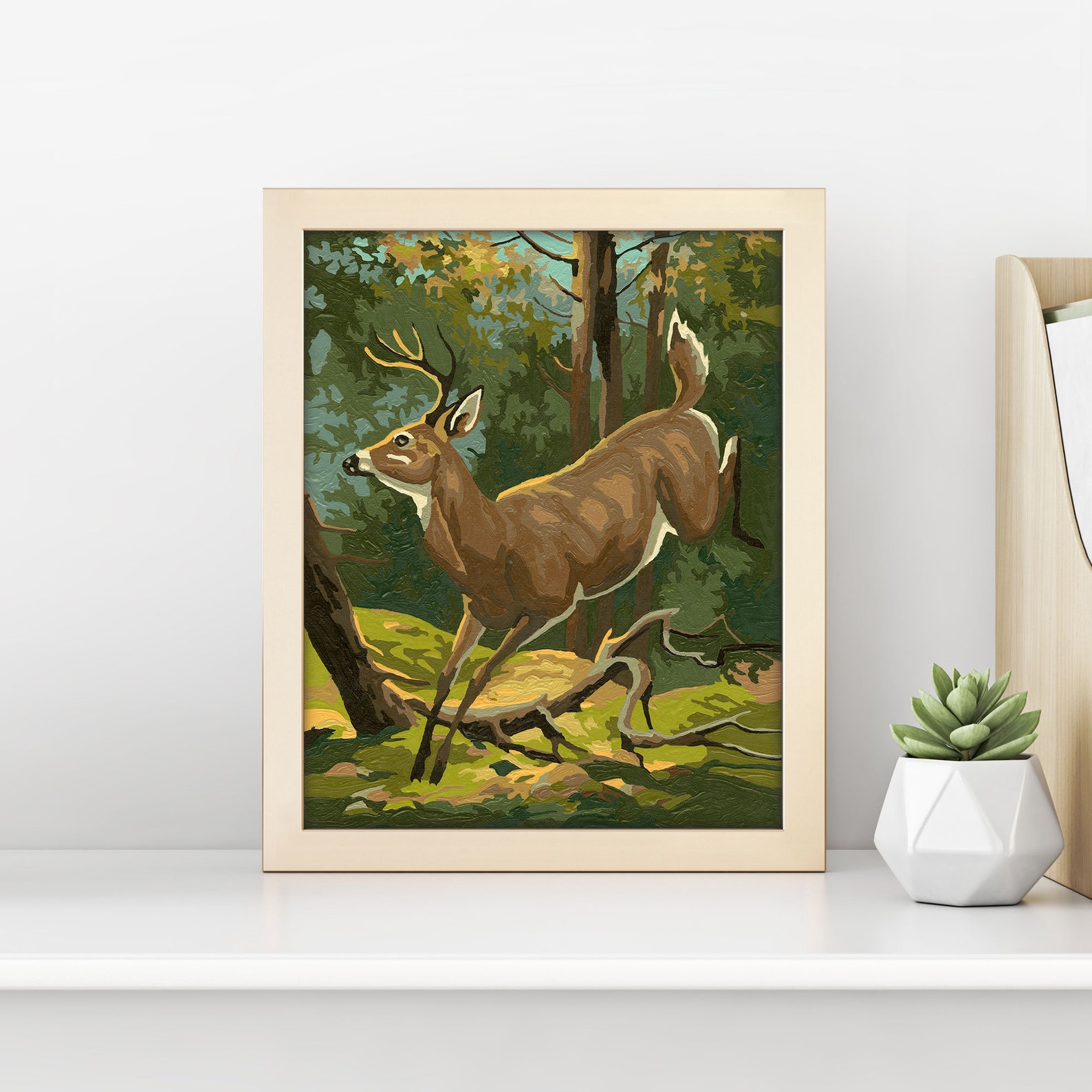 Vintage Paintbynumbers Deer Painting Set Print or Poster Etsy