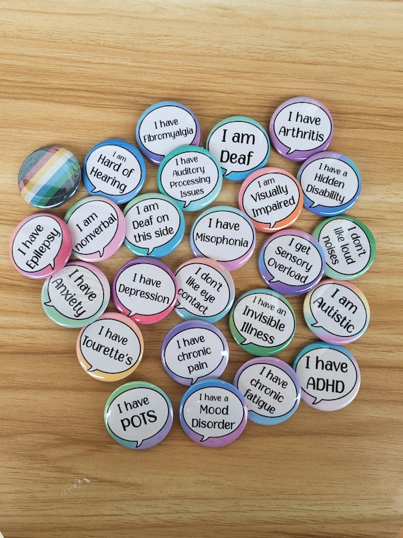 Hidden Disability Awareness Buttons: Autism, Mental Health, Chronic Illness