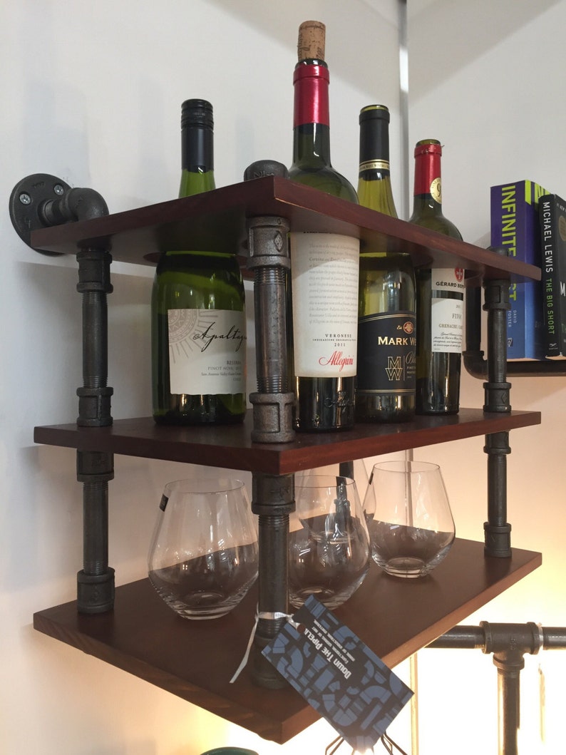 Industrial Pipe Wine Rack and Shelf for Stemless Glassware Etsy India