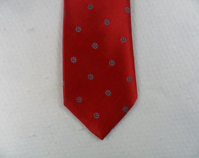 Vintage Surrey Tie USA Red Gray and Blue Geometric Mini Circles with Petals Necktie 56 x 3 Vintage Tie Shop T1288