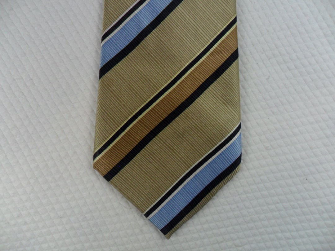 Vintage Salvatore Pellegrino Tie Handmade Pure Silk Gold and Blue ...