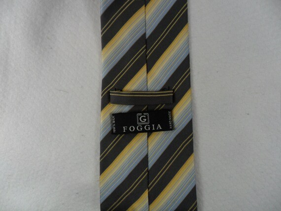 Vintage Foggia Tie Pure Silk Gold and Black Diago… - image 3
