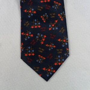 Vintage Tic Tac Love Necktie: Navy Red Geometric Tie