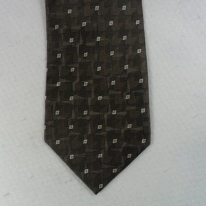 Vintage Enrico Bertucci Tie Pure Silk Brown and Silver Geometric Diamond pattern  Necktie 58 x 3.75 Vintage Tie Shop T959