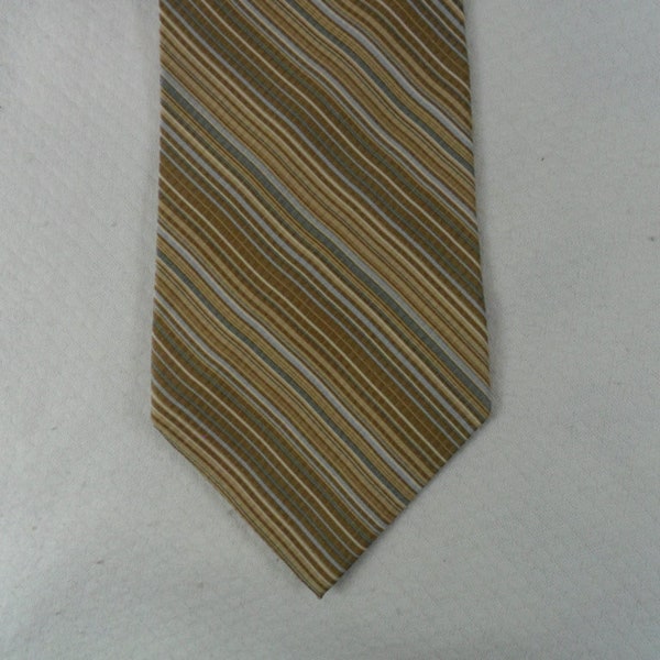 Vintage Van Heusen Tie Silk Gold and Gray Diagonal Stripe pattern  Necktie 56 x 3.75 Vintage Tie Shop T1126