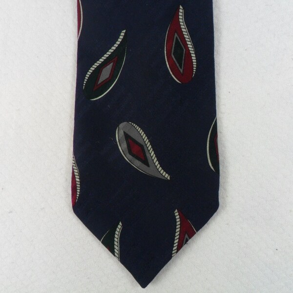 Vintage Robert Talbott Studio Parisian Tie USA  Sewn  Blue and Red Geometric  Necktie 58 x 3.75 Vintage Tie Shop T838